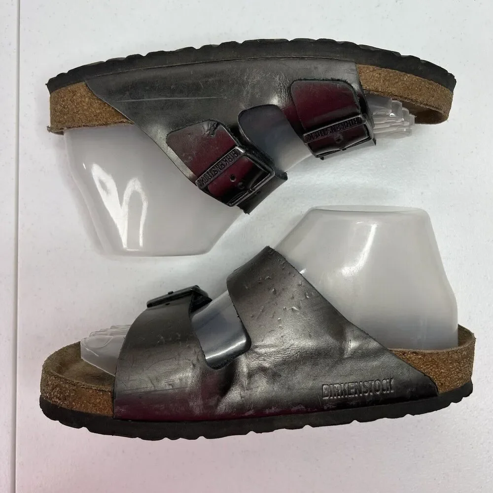 Birkenstock Women’s Size 37 US 6 6.5‎ Leather Sandals Anthracite Metallic Pewter